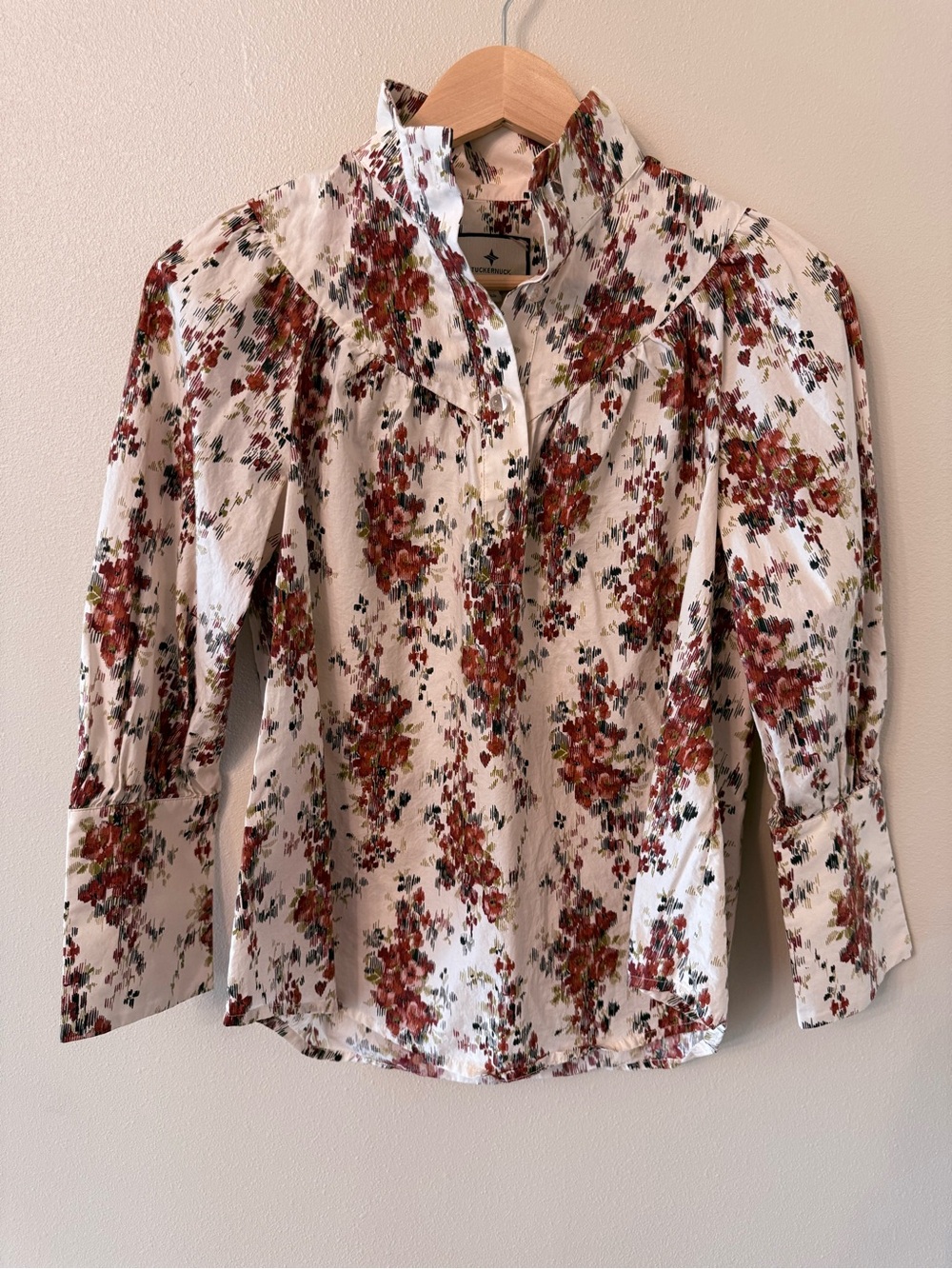Tuckernuck Floral Corrigan Blouse XS Cotton Top - Picture 3 of 10